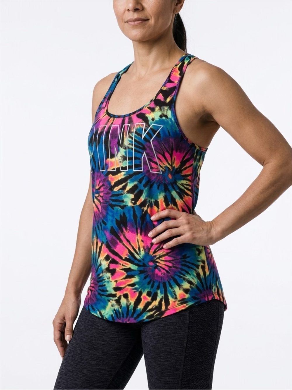 PINK Victoria's Secret Tie-Dye Racerback Tank Top - Multicolor